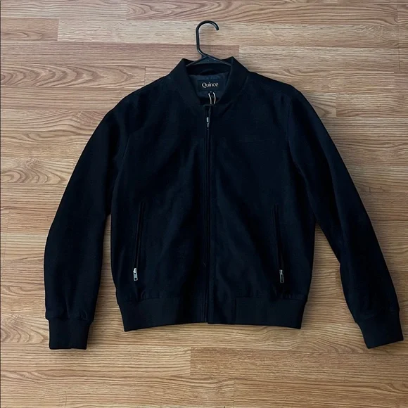 NWT Quince Black 100% GOAT Suede Bomber Jacket, size small - Picture 6 of 12